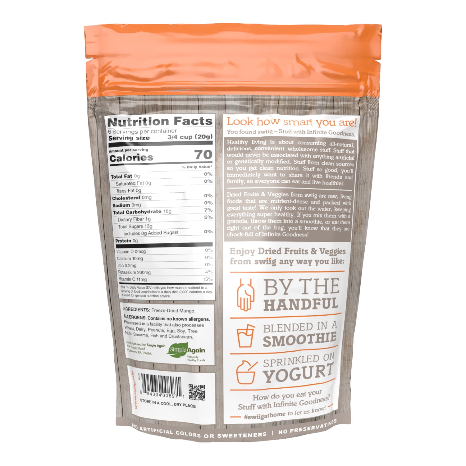 Freeze-Dried Mango 4oz Bag