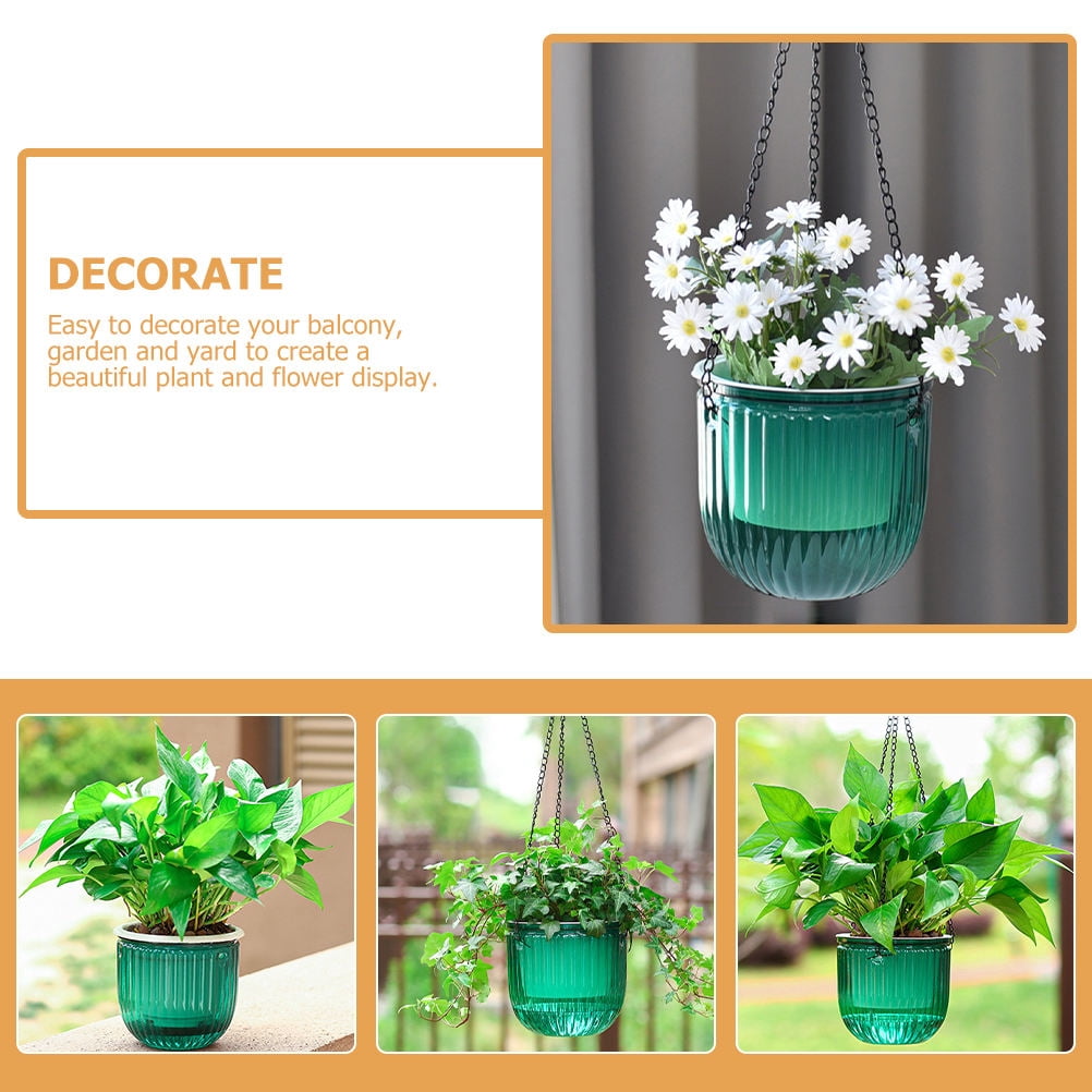 HEMOTON Durable Outdoor Hanging Flower Basket Plastic Hanging Plant Pot Indoor Hanging Planter