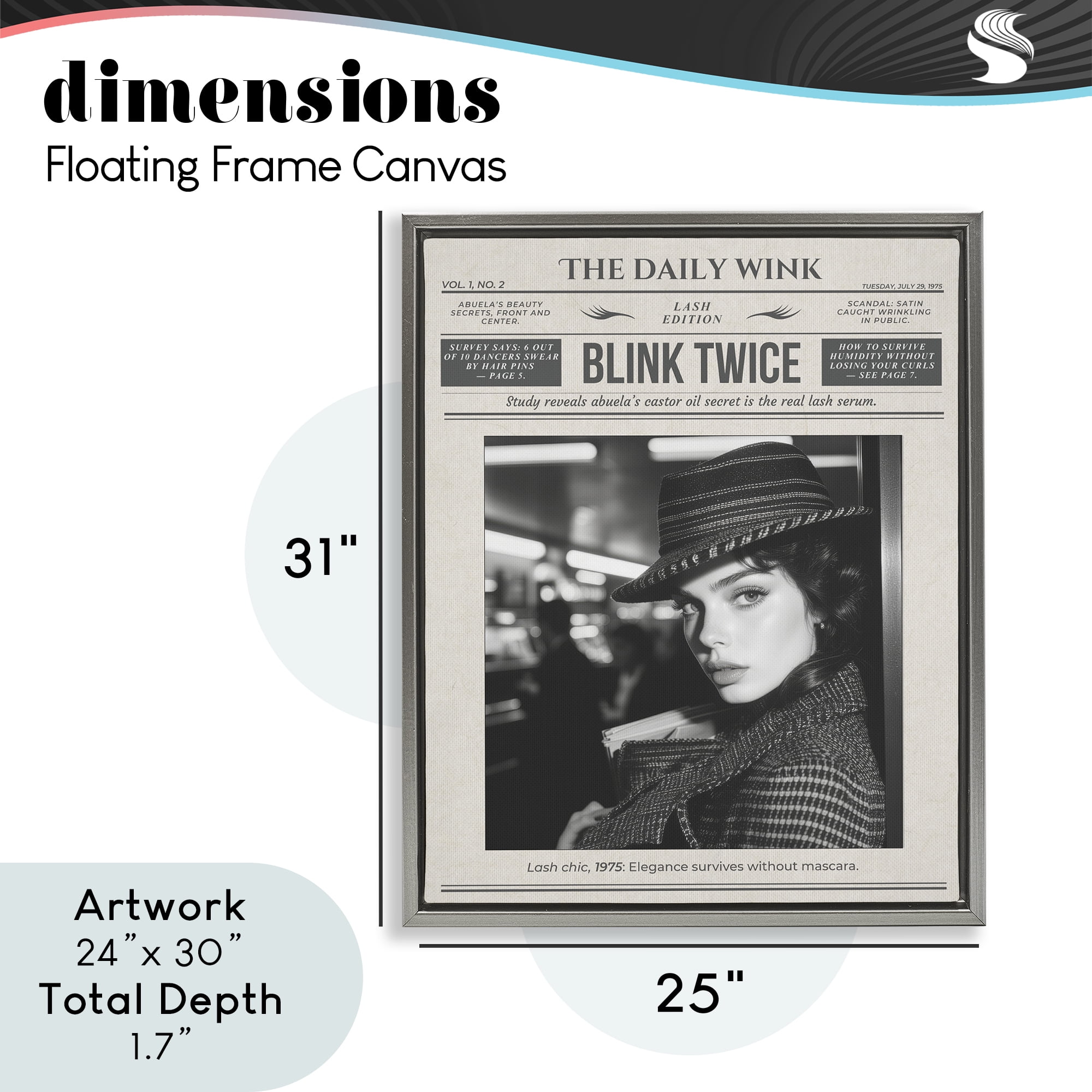 The Daily Wink Magazine Gray Framed Floater Canvas Wall Art, design by A Barefoot Stylist