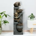 thumbnail image 2 of Watnature 5-Tier Natural Looking Stone Fountain Outdoor Water Fountain with LED Lights Resin Fountain Decor for Garden Patio, 2 of 14