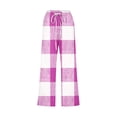 thumbnail image 4 of VERUGU Capri Pants for Women Fashion Plaid Print Pants Elastic Waist Drawstring Loose Casual Straight Leg Capris with Pockets Purple XXL, 4 of 5