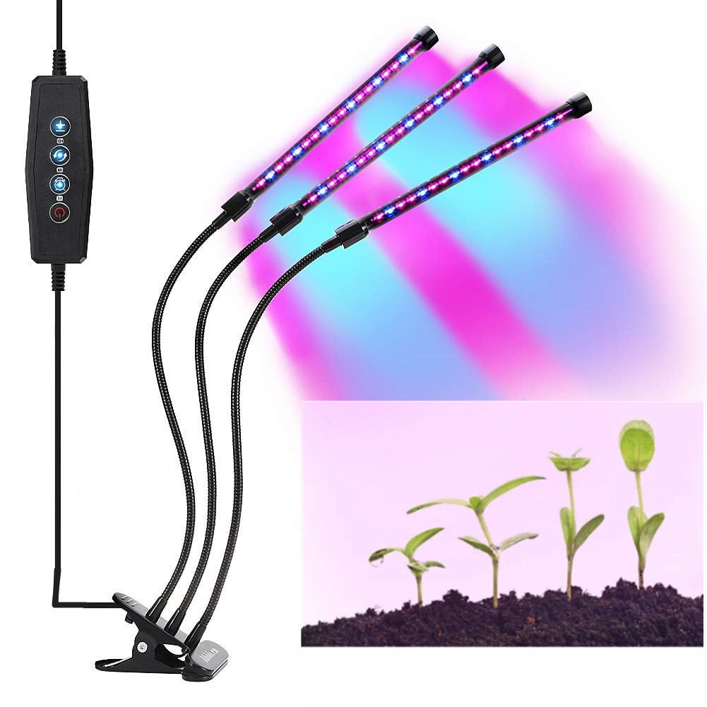 Moedig limoen schotel LED 5V 27W USB Grow Light Bulb with Red Blue Spectrum Adjustable 3-Head  Timer Plant Grow Lamp for Indoor Plants - Walmart.com