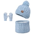 thumbnail image 4 of Wxirdiow Toddler Hat And Glove Set Kids Winter Hat Scarf Gloves Set Girls Boys Hat With Pom Neck Warmer 3pc Fleece Knitted Set Light Green Size,4-10 Years, 4 of 4