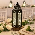 thumbnail image 3 of Metal Moroccan ative LED Fairy Lights Candle Lantern Holders for Indoor Home Fantasy , Table Centerpieces, Outdoor Patio or Porch, Weddings, Clear, Medium, 3 of 8