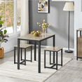 Alden Design 3pcs Industrial Dining Set, Rustic Gray