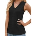 thumbnail image 2 of Women'S Trendy Tank Tops Eyelet Embroidery Sleeveless V-Neck Tank Shirts for Daily Casual Black S, 2 of 6