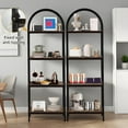 thumbnail image 3 of Memoryfield 4 Tier Arched Bookshelf, Industrial Open Back Bookcase, Modern Freestanding Display Shelving Unit Storage Rack with Metal Frame for Bedroom Living Room, Brown, 3 of 9