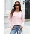 thumbnail image 6 of Zeagoo Women's Ribbed Knit Tops Long Sleeve Crew Neck Tees Decorative Pocket Button Shoulder Casual Basic Tee Shirts, 6 of 8