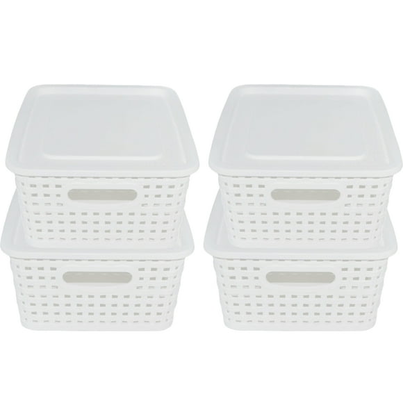 Set de 4 cajas Canastas Organizadoras IPP rattan Plástico blanco