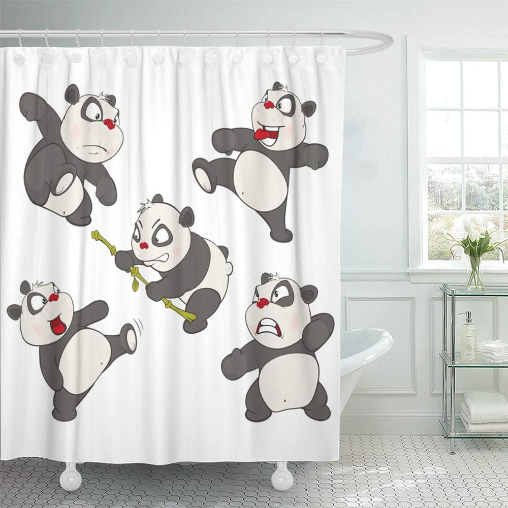 Animal Fabric Shower Curtain set Caroon Panda Bathroom Curtain With Hooks 71Inch Animal Fabric Shower Curtain set Caroon Panda Bathroom Curtain With Hooks 71Inch
