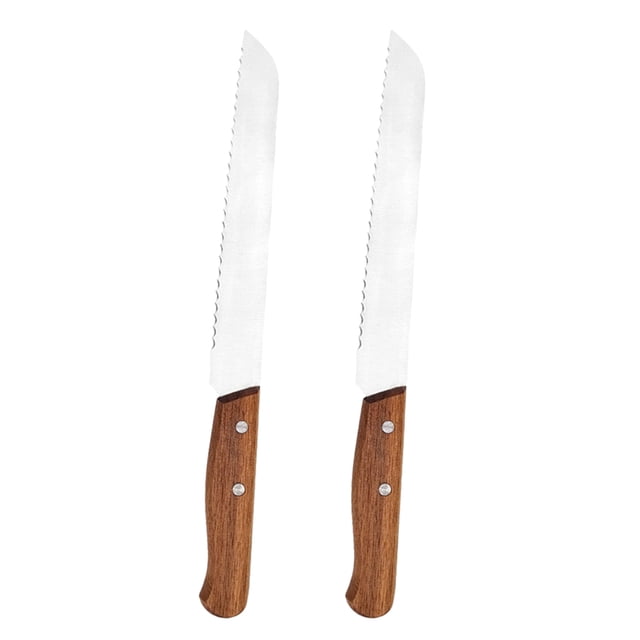 2pcs Stainless Steel Bread Knife With Wooden Handle For Slicing Crusty Bread And Homemade Loaves Essential Kitchen Cutlery For Baking Enthusiasts