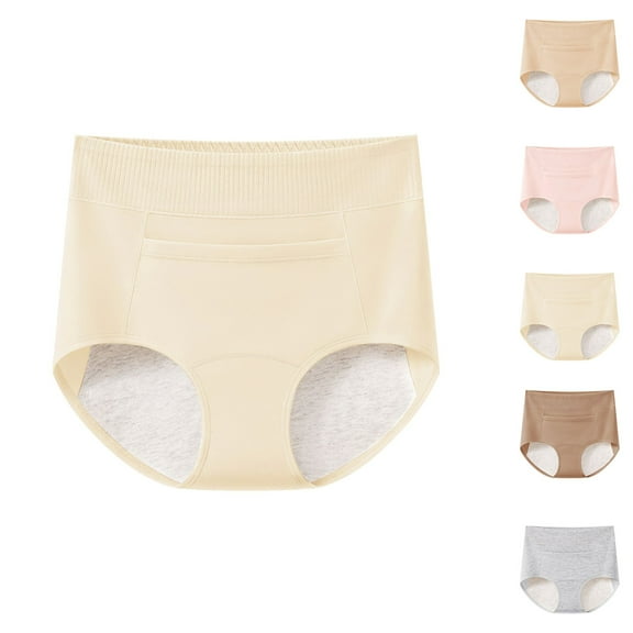 SROBPTY Womens Underwear, Panties for Women, Women's Solid Breathable Half High Waist Period Underwear Gray,XL
