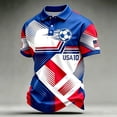 thumbnail image 2 of Soccer Cup 2026 Jersey USA Soccer for Men with Wavy Red White Blue Stripes and Polo Collar Short Sleeves Featuring Breathable Fabric for Game Day Parties Tailgating Events Blue XL, 2 of 5