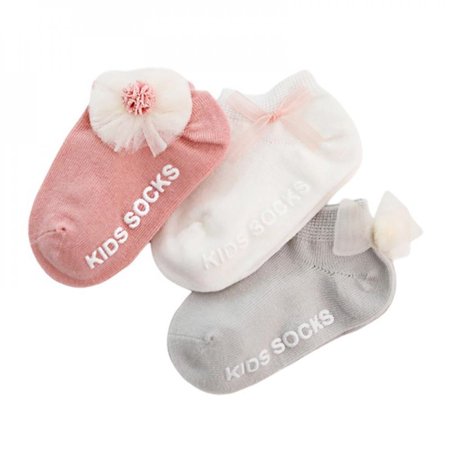 

Elaydool Summer 3Pcs Toddler Solid Lace Bow Socks Kids Baby Boys Girls Cotton Breathable Anti Slip Indoor Walk Short Socks