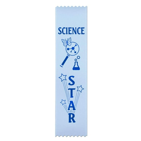 RibbonsNow Science Star Ribbons - 50 Flat Bookmark Style Ribbons (No Card & String)