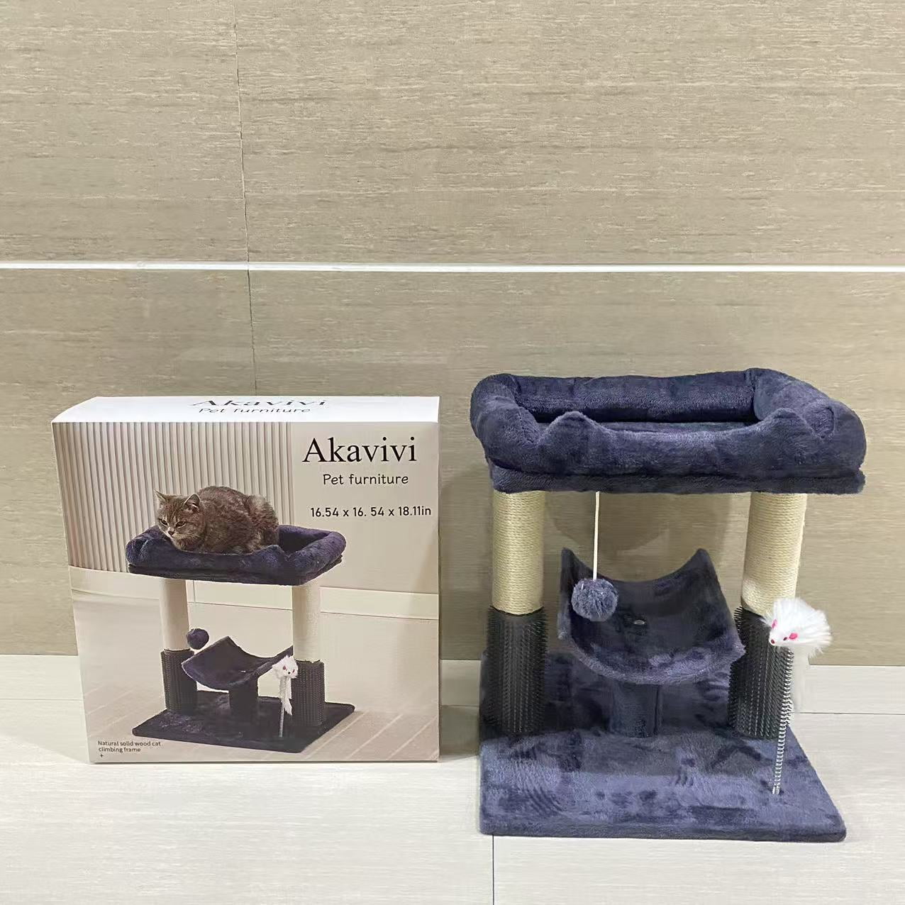 Akavivi  Pet furniture,Cat Tree Tower for Indoor Cats, Tall Cat Scratching Post with Large Bed for Maine Coon Big Cats, Sisal Cat Scratcher with Soft Perch & Hammock-Gray