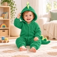 thumbnail image 6 of Baby Boys Long Sleeve Hooded Zip up Jumpsuit Dinosaur Costume Warm Infant Baby Clothes Cosplay Costume Girl Costumes for Halloween Size 0-9 Months, 6 of 9