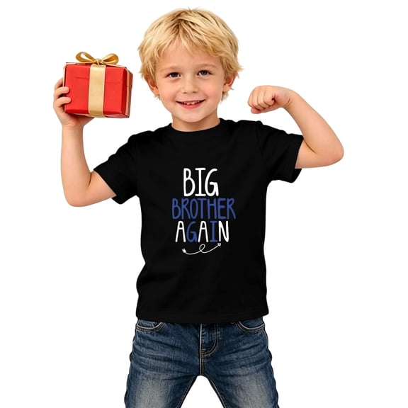 BOOMNY Baby Boys Short Sleeve T-Shirts Crew Neck Big Bro Letter Graphic Tee Tops for Boy Soft Dailywear