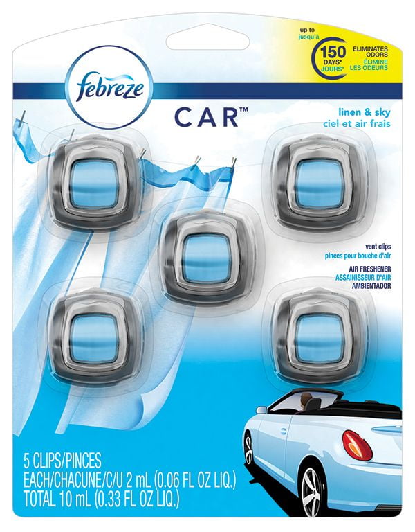 Product of Febreze Car Air Freshener Vent Clips, Linen and Sky, 5 ct./0