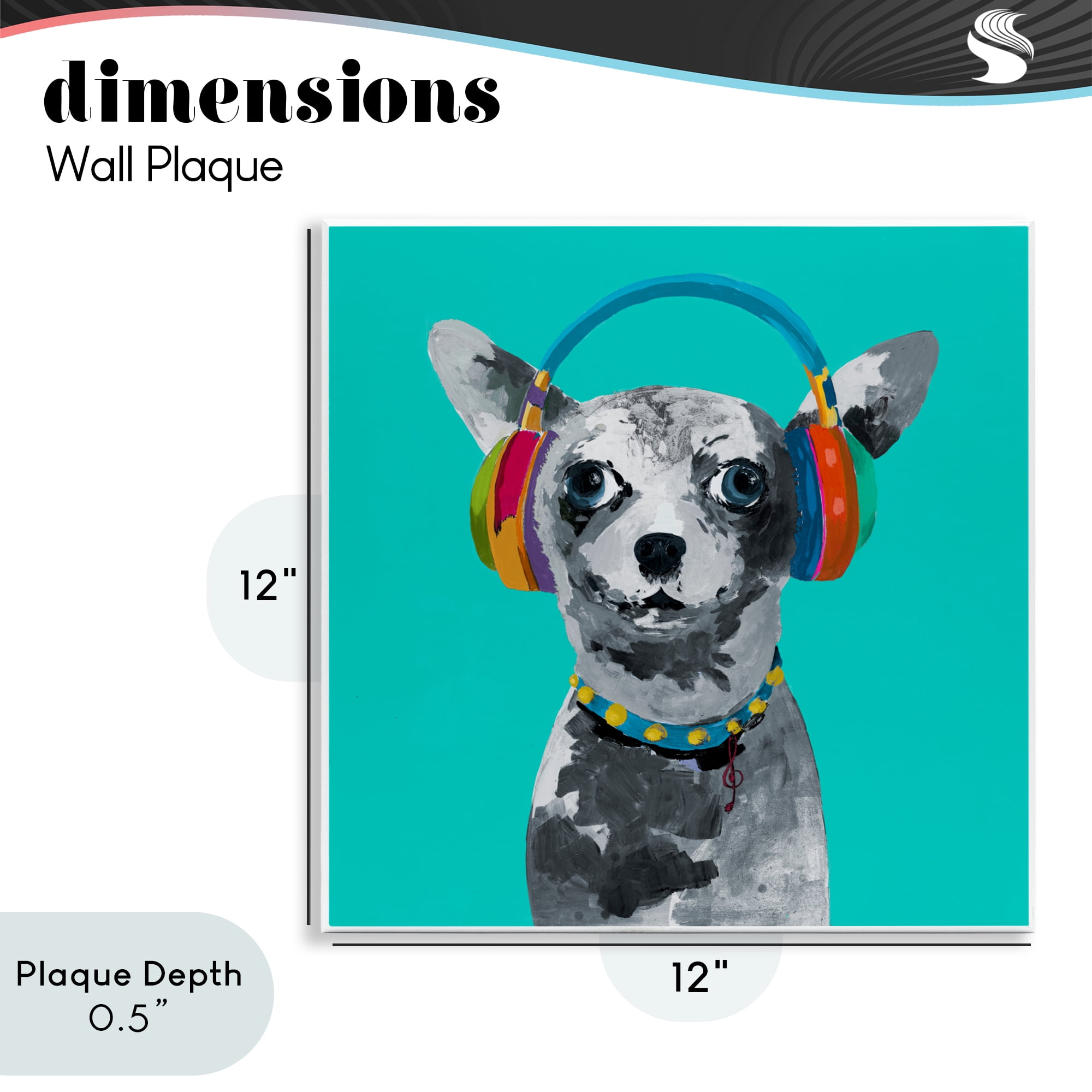 Stupell Industries Jammin' Pup on Blue Wall Plaque Art, design by Lorenzo Collective