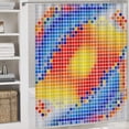 thumbnail image 5 of 4 Piece Shower Curtain Sets Colorful Square Bath Mat U-Shaped Floor Mat Toilet Lid Oval Rug Boho Style Geometry 12 Hooks for Bathroom Decor 72inch X 72inch, 5 of 8