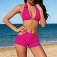 thumbnail image 6 of LEKWK Bikini Sets for Women Halter Bacakless Tie Top & Cutout Boyshorts Lightweight 2 Piece Swimsuit Summer Fashion Beach Pool Water Park Resort Wear, 6 of 6