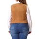 thumbnail image 3 of Chalecos de mujer de tallas grandes Agnes Orinda, con cuello en V, completamente forrados, botones, vestido de trabajo elegante, chaleco de esmoquin 1X marrón, 3 of 6