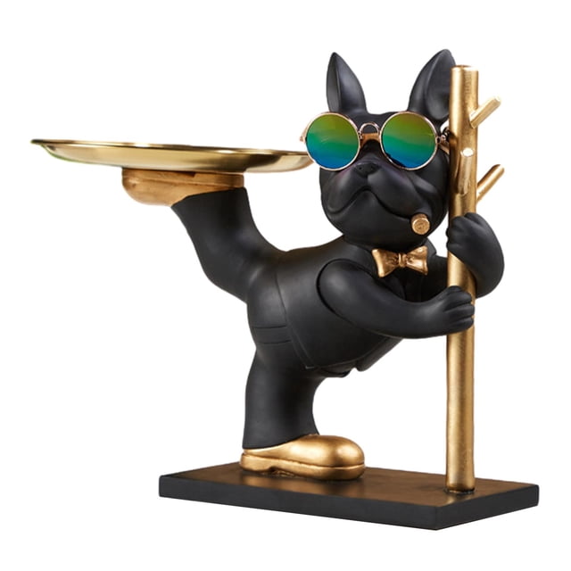 DOLITY Statue Plateau de Rangement pour Bureau Sculpture Animale pour Chambre Étagère Noir