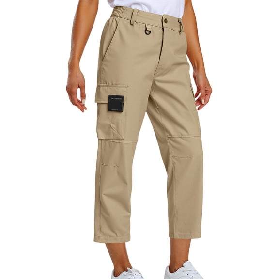 Maean Women Cargo Pant Ankle Length Cropped Straight Leg Trousers High Waist Loose Casual Hiking Pants