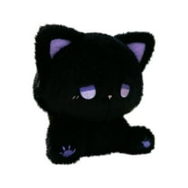 Wizlet Black Cat Plush, Cute Cat Stuffed Animals Plushies for Girls, Kawaii Kitten Plushie Soft Cuddle Pillow for Kids, Birthday Gift for Kids Boys Girls Purple eye