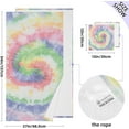 thumbnail image 3 of Rainbow Tie Dye Swirl Hippie Circle Batik Cotton Towel Set 2 Piece, 1 Bath Towels 1 Washcloth, Soft Fast Dry Super Absorbent Face Hand Towel for Bathroom Hotel Gym Spa and Beach, 3 of 7