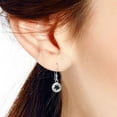 thumbnail image 4 of Cute Crystal Black Daisy Dome Sterling Silver Dangle Earrings, 4 of 4