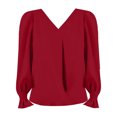 thumbnail image 2 of Yigetop Hauts et Blouses pour Femmes Chemises à Manches Longues pour Femmes Chemises de Travail Décontractées Col en V Blouses de Bureau Blouses Habillées Décontractées Rouges TG, 2 of 3