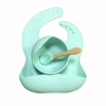 thumbnail image 1 of Vajilla infantil de silicona para la cena del bebé, babero de silicona, cuenco complementario, tenedor y cuchara, juego de vajilla de tres piezas para alimentos complementarios para bebés, 1 of 6