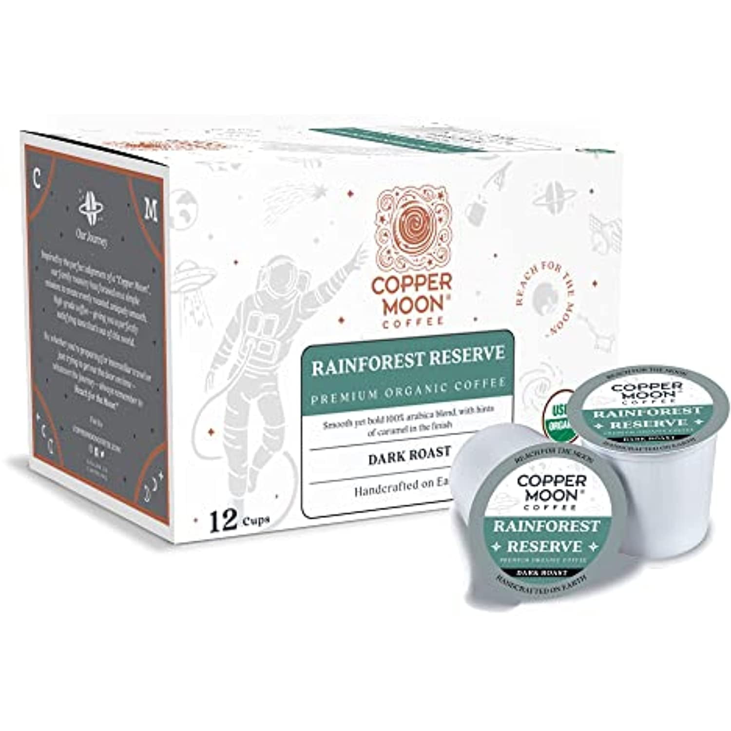 Copper Moon Rainforest Reserve Organic, Dark Roast Coffee Pods Compatible With Keurig K-Cup Brewers, 12 Ct