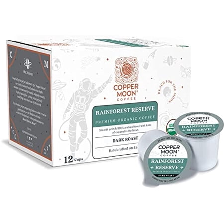 Copper Moon Rainforest Reserve Organic  Dark Roast Coffee Pods Compatible With Keurig K-Cup Brewers  12 Ct.