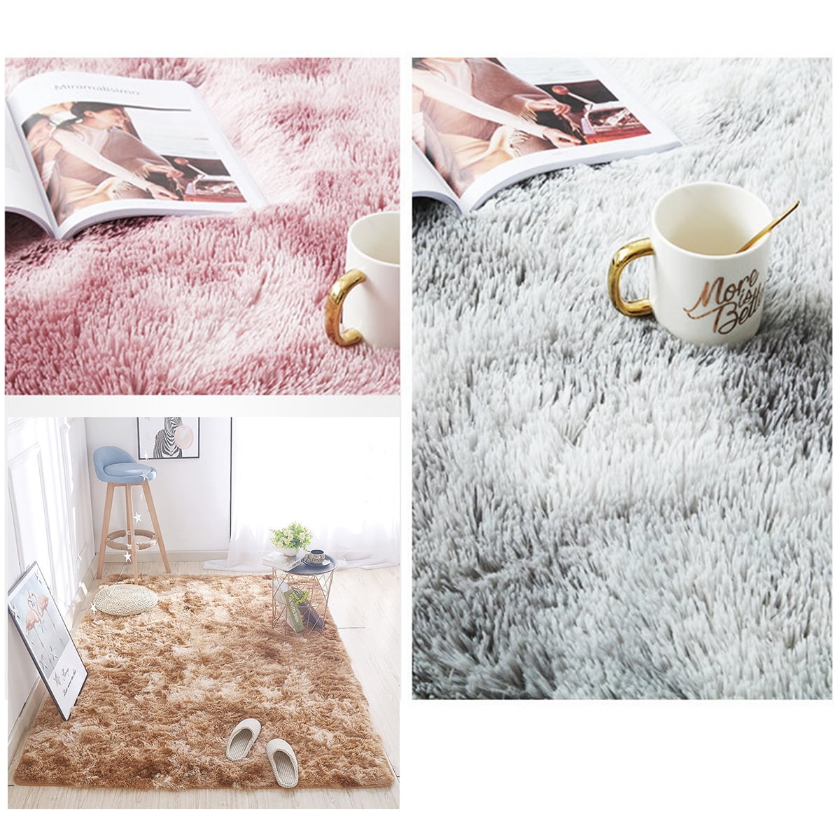 Super Soft Indoor Modern Rugs Fluffy Rugs,Anti-Skid Washable Shaggy Area  Rug, for Living Room Dining Room Home Bedroom Carpet Floor 