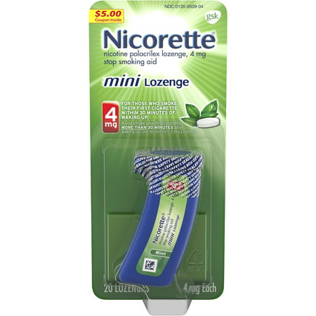 Nicorette mini Nicotine Lozenge, Stop Smoking Aid, 4 mg, Mint Flavor, 20
