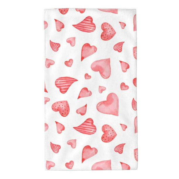 Fotbe Pink Hearts Toalla Premium con Patrón, Toalla de Microfibra de Secado Rápido, Ligera y Altamente Absorbente (27.5x16in), Ideal para Uso Diario