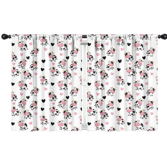 Blackout Kids Curtains,White Cow Heart Pattern Childrens Insulated Curtains Set Of 2,Bedroom Essentials,Toddler Room Decor 42x54in(106x137cm)