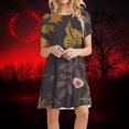 thumbnail image 2 of Vestidos estampados de playa con cuello redondo y manga corta informales de moda de verano para mujer Pompotops ghjkhdj14100, 2 of 9