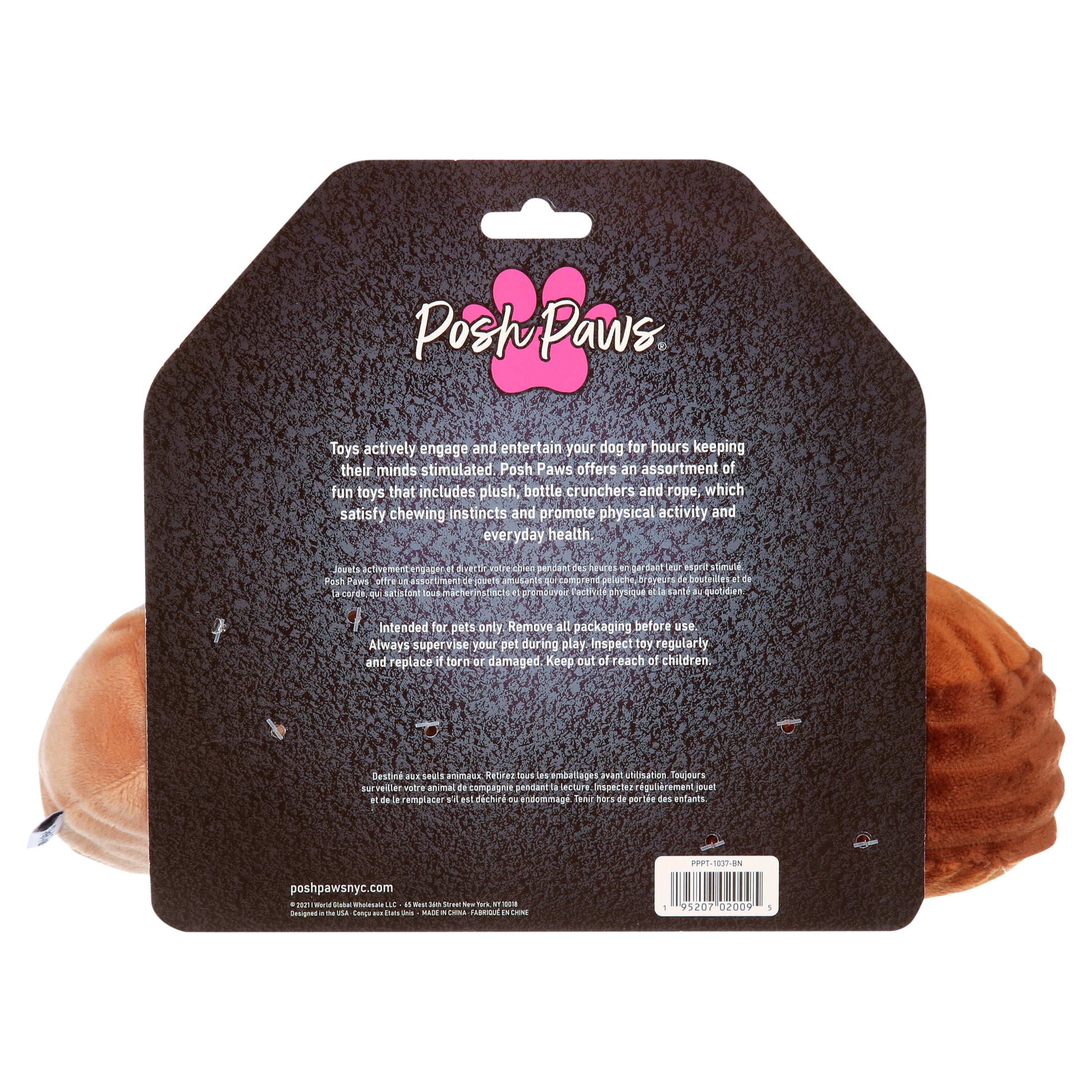 Posh Paws Plush Pet Toys - 2 Pack Cinnamon Roll and Pancake Dog Toys - Brown
