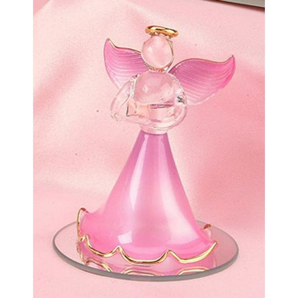 Glass Angel Holding Flower Collectible Decoration Design Figurine