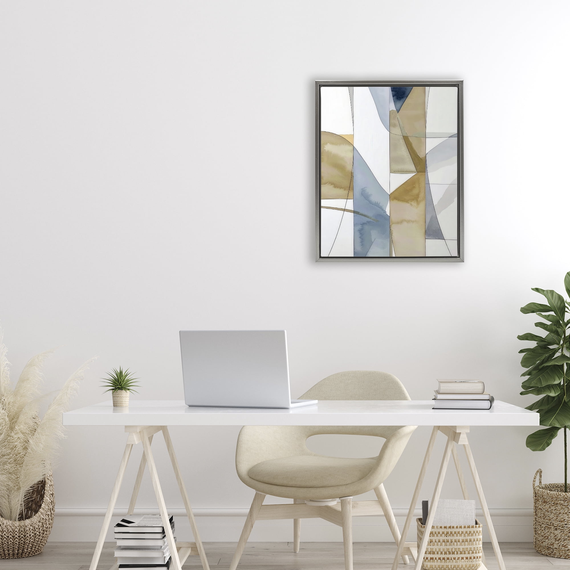 Stupell Industries Geographic Abstract Sections Gray Framed Floater Canvas Wall Art, design by Alonza Saunders