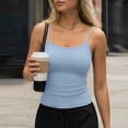 thumbnail image 2 of Womens Tank Tops Camisole Sleeveless Tops Adjustable Spaghetti Straps Basic Trendy Going Out Slim Fitted Summer Clothes Light Blue S, 2 of 5