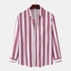 thumbnail image 2 of Men Striped Shirt Long Sleeve Turn Down Collar Loose Fit Botton Down Blouse for Daily Wear Work Pink M, 2 of 5