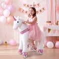 thumbnail image 2 of WondeRides Ride on Unicorn Horse White Pony Cycle Toy Size 4 for 4-9 Years, 36 Inch Height Riding Pony Unicorn with Wheels Mechanical Walking Rocking Animal as Birthday Gifts for Children M432-1, 2 of 7