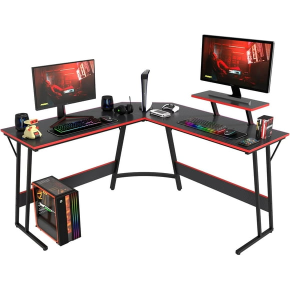 PayLessHere Bureau d'Angle en L, Grand Bureau pour Étudier, Travailler et Jouer à la Maison et au Travail, Noir