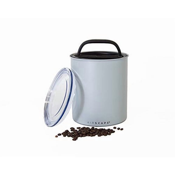 Planetary Design Airscape Stainless Steel Coffee Canister | Food Storage Container | US Patented Airtight Lid | Push Out Excess Air Preserve Food Freshness (Medium, Matte Red)