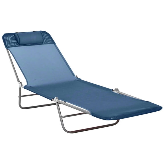 Topcobe Portable Chaise Lounger, Reclining Beach Chair, Mesh Backrest Sun Tanning Seat, Outdoor Relaxing Patio Furniture, Dark Blue for Yard